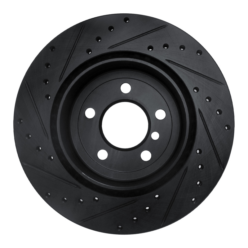 BMW 535I Brake Rotor (1) - Rear Right - R1 Concepts - Drilled & Slotted - Black - `11-`16